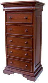 Louis Philippe Sleigh Style 5-6 Drawer Tall Narrow Chest