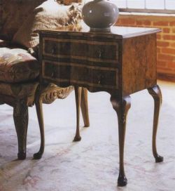 Two Drawer Walnut Lowboy Marquetry Top