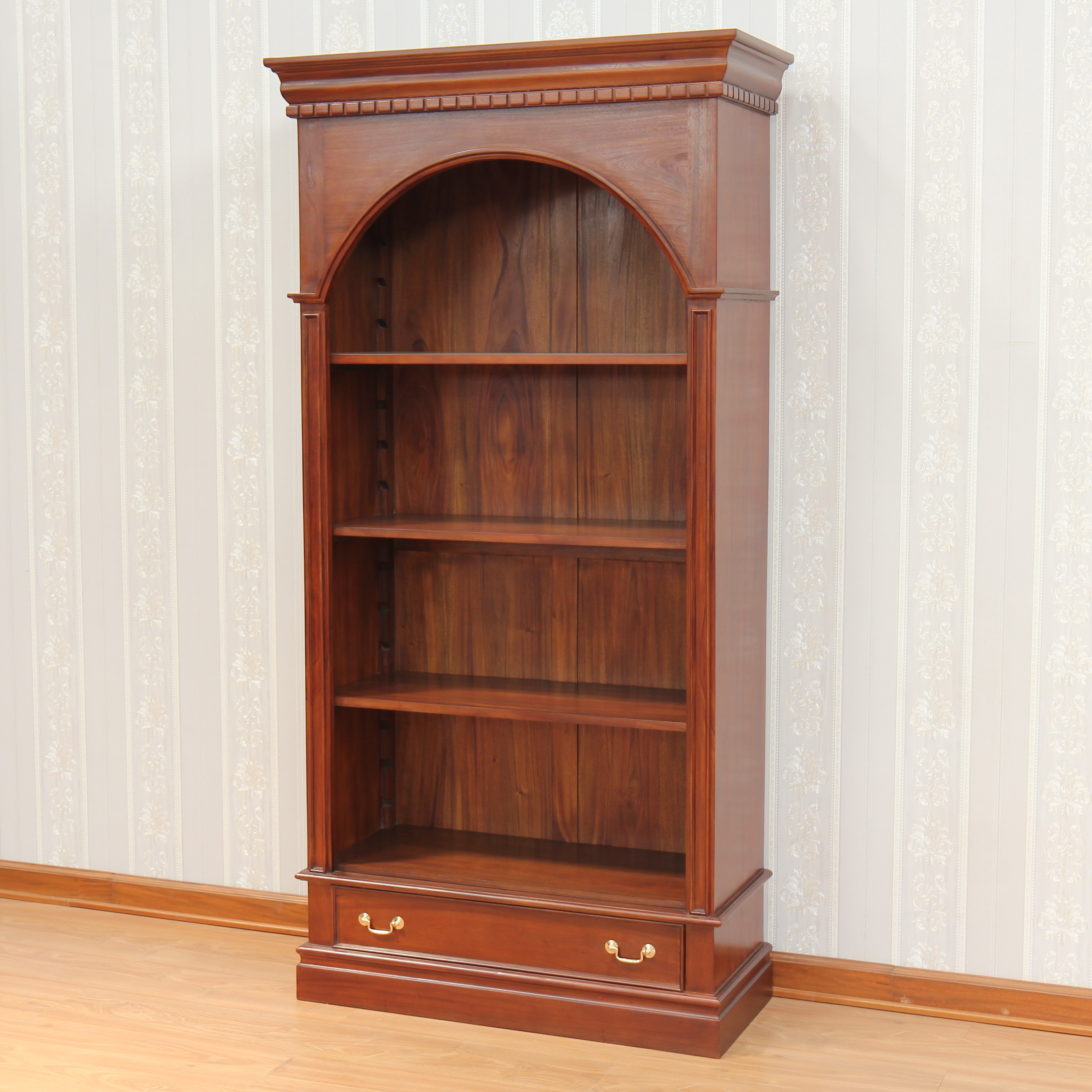 Solid Mahogany Arch Bookcase